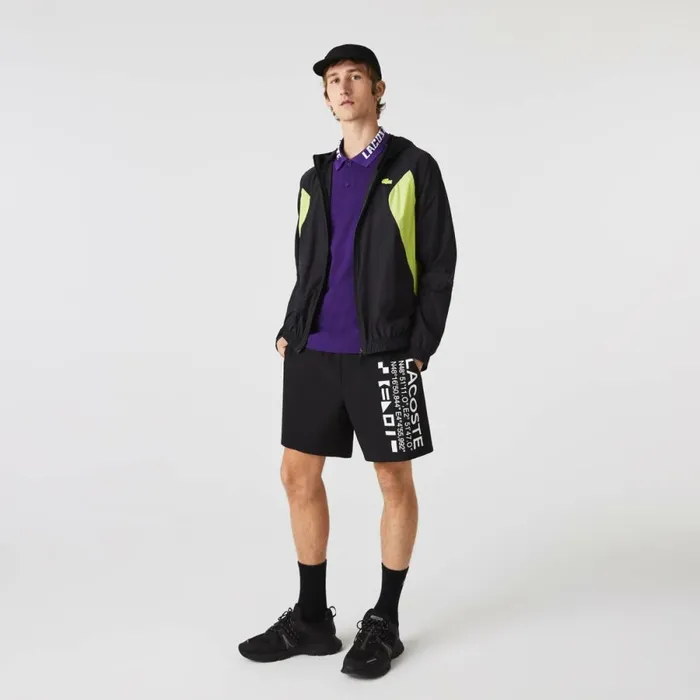 Jackets and Coats Men Lacoste Men039s SPORT Packable Windbreaker Black Yellow 60r