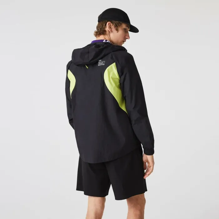 Jackets and Coats Men Lacoste Men039s SPORT Packable Windbreaker Black Yellow 60r