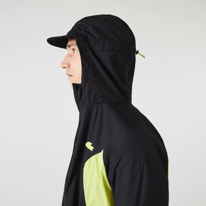 Jackets and Coats Men Lacoste Men039s SPORT Packable Windbreaker Black Yellow 60r