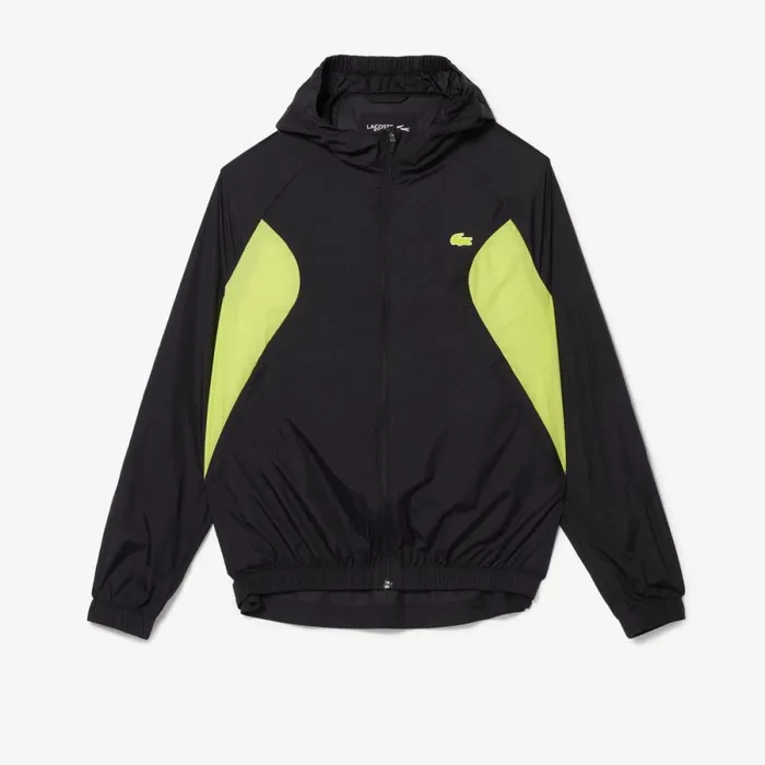 Jackets and Coats Men Lacoste Men039s SPORT Packable Windbreaker Black Yellow 60r