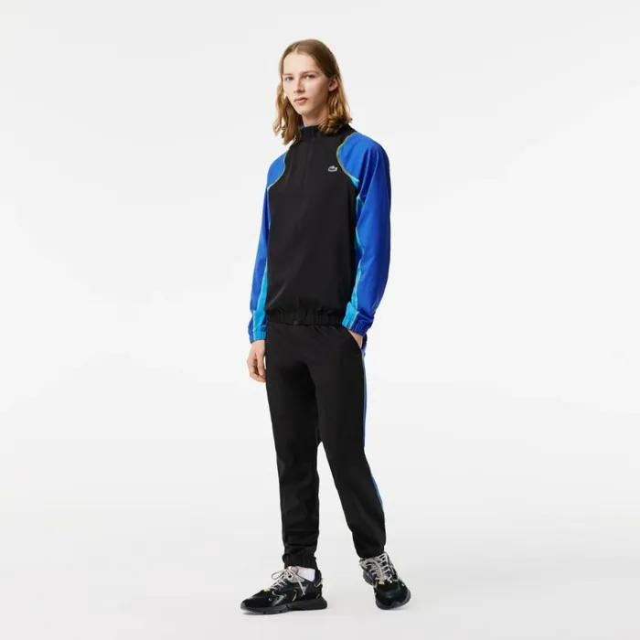 Jackets and Coats Men Lacoste Mens Tennis HighNeck Sweatsuit Black Blue Yellow Ayf
