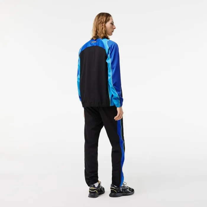 Jackets and Coats Men Lacoste Mens Tennis HighNeck Sweatsuit Black Blue Yellow Ayf