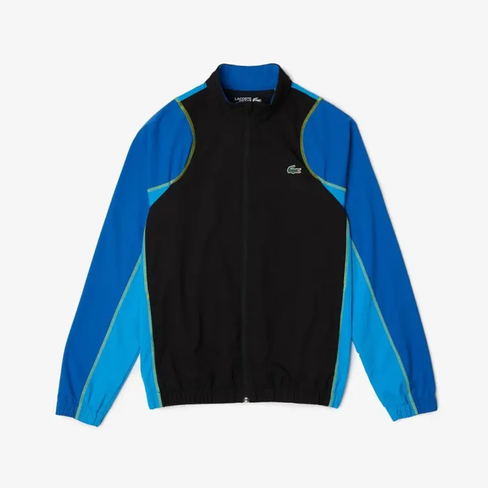 Jackets and Coats Men Lacoste Mens Tennis HighNeck Sweatsuit Black Blue Yellow Ayf