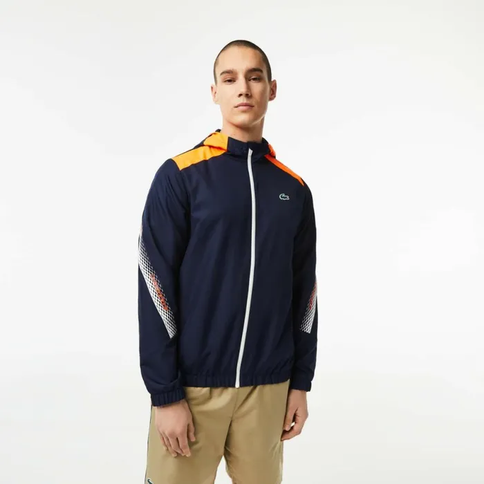 Jackets and Coats Men Lacoste Mens Tennis Jacket Navy Blue Orange White Orange White Ag4