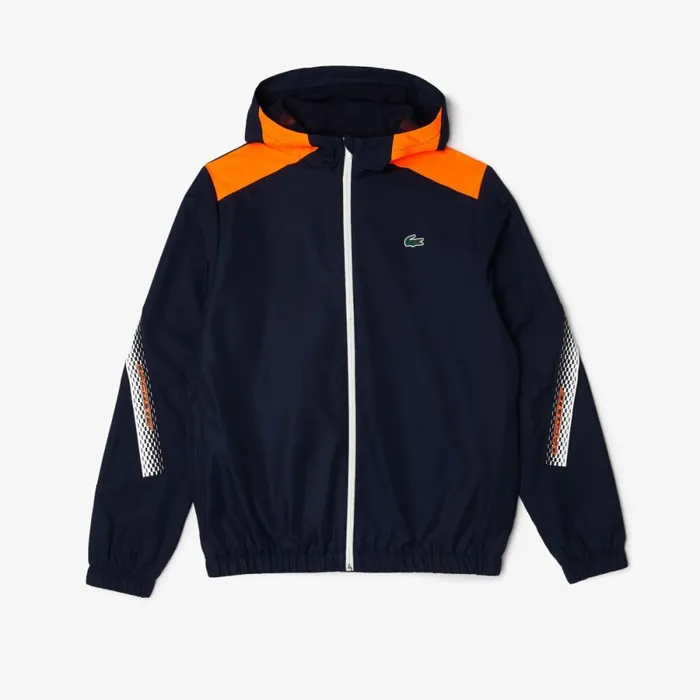 Jackets and Coats Men Lacoste Mens Tennis Jacket Navy Blue Orange White Orange White Ag4