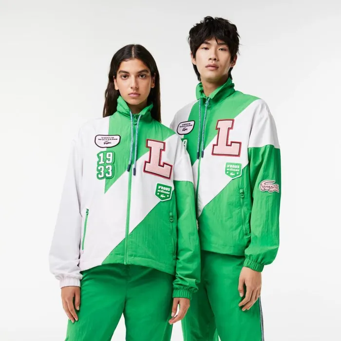Jackets and Coats MenWomen Lacoste Lacoste X EleVen By Venus Oversized Track Jacket Green Light Pink Iyl