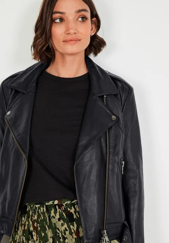 Jackets and Coats Women Hush Opal Leather Jacket Blacksilver