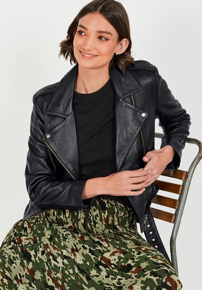 Jackets and Coats Women Hush Opal Leather Jacket Blacksilver