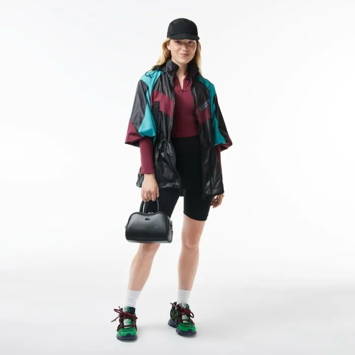 Jackets and Coats Women Lacoste Women039s Oversized Adjustable Waiste Colorblock Jacket Black Blue Bordeaux Kri