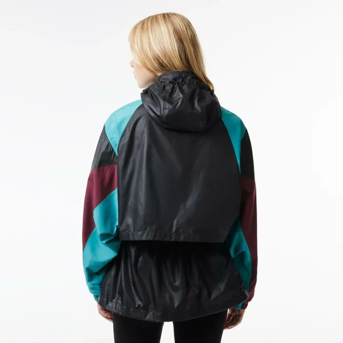 Jackets and Coats Women Lacoste Women039s Oversized Adjustable Waiste Colorblock Jacket Black Blue Bordeaux Kri