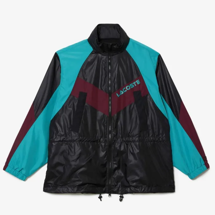 Jackets and Coats Women Lacoste Women039s Oversized Adjustable Waiste Colorblock Jacket Black Blue Bordeaux Kri
