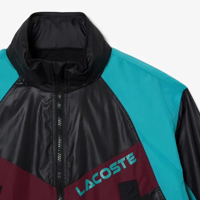 Jackets and Coats Women Lacoste Women039s Oversized Adjustable Waiste Colorblock Jacket Black Blue Bordeaux Kri