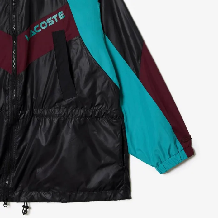 Jackets and Coats Women Lacoste Women039s Oversized Adjustable Waiste Colorblock Jacket Black Blue Bordeaux Kri