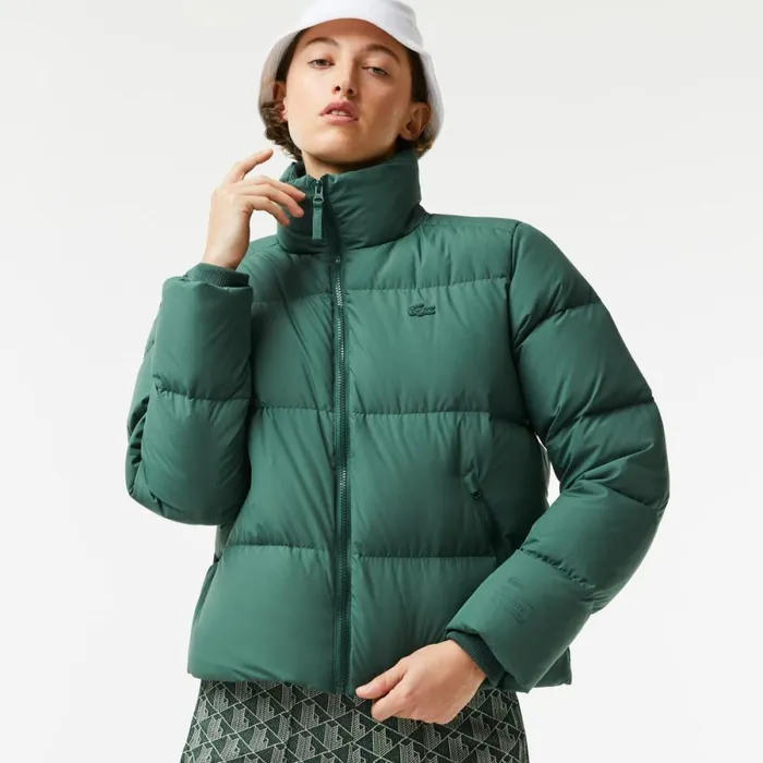 Jackets and Coats Women Lacoste Women039s Stowable Hood Puffer Jacket Green 5hx