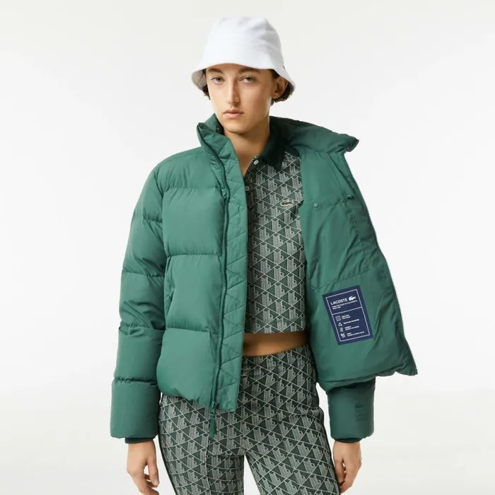 Jackets and Coats Women Lacoste Women039s Stowable Hood Puffer Jacket Green 5hx