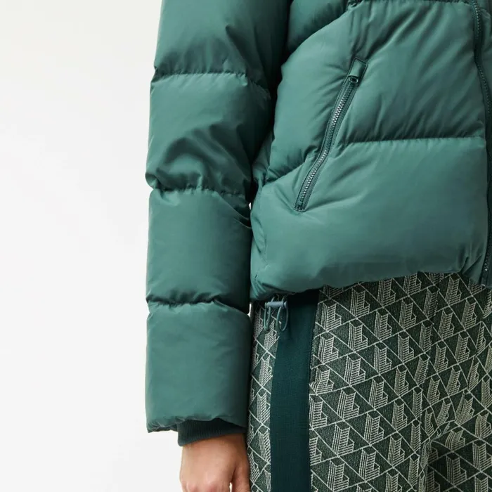 Jackets and Coats Women Lacoste Women039s Stowable Hood Puffer Jacket Green 5hx
