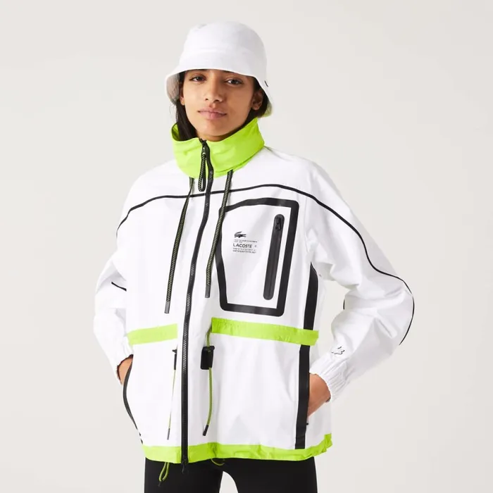 Jackets and Coats Women Lacoste Women039s Windbreaker White Yellow Ug5