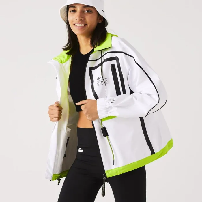 Jackets and Coats Women Lacoste Women039s Windbreaker White Yellow Ug5