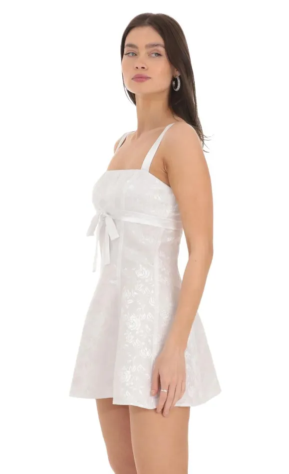 Jacquard Satin Ribbon Dress White Women LUCY IN THE SKY Mini Dresses