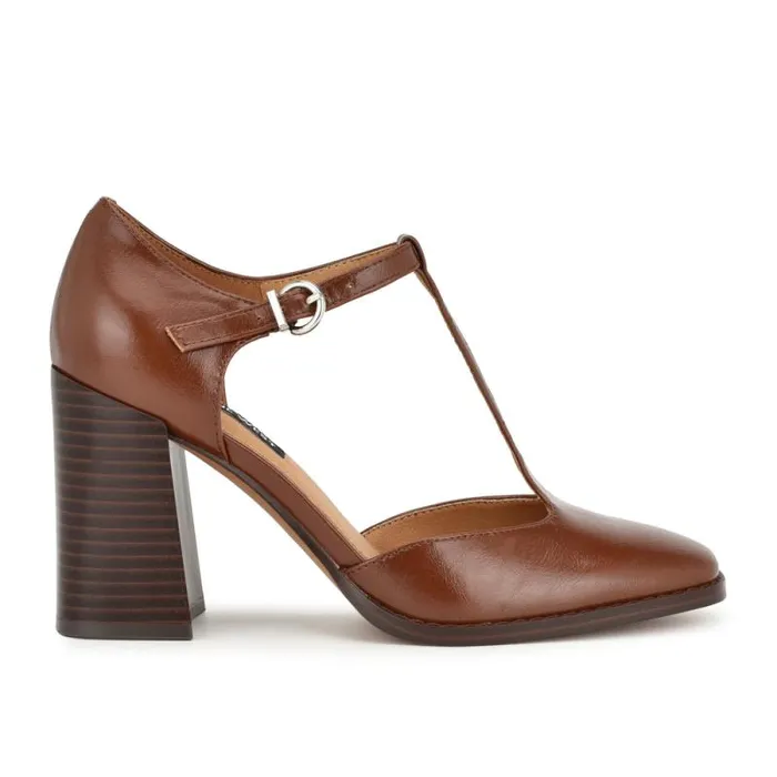 Janky T Strap Heels Medium Brown Women Nine West Heels