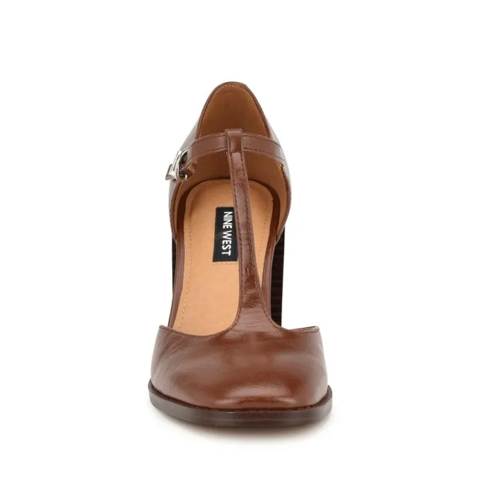 Janky T Strap Heels Medium Brown Women Nine West Heels