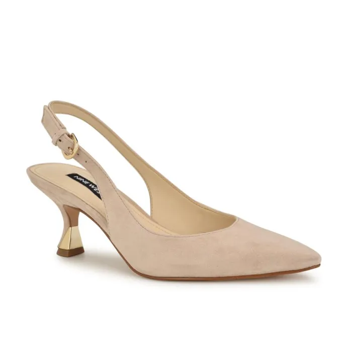 Jannit Pointy Toe Slingback Pumps Natural Suede Women Nine West Heels Jannit Pointy Toe Slingback Pumps Natural Suede Women Nine West Heels