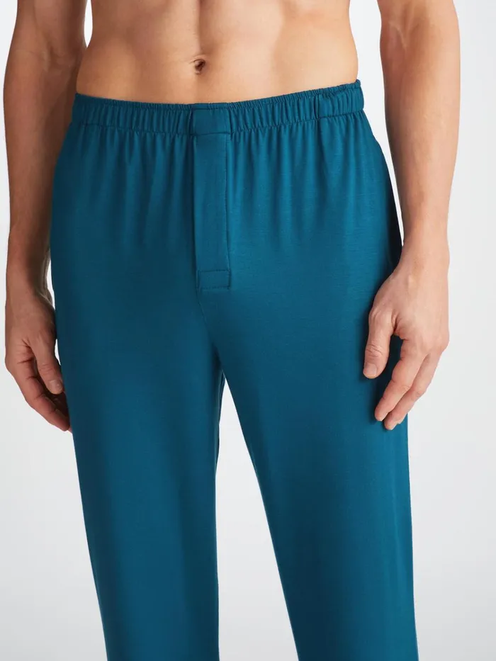 Jersey Pajamas Men Derek Rose Pajamas Basel Micro Modal Stretch Poseidon Blue