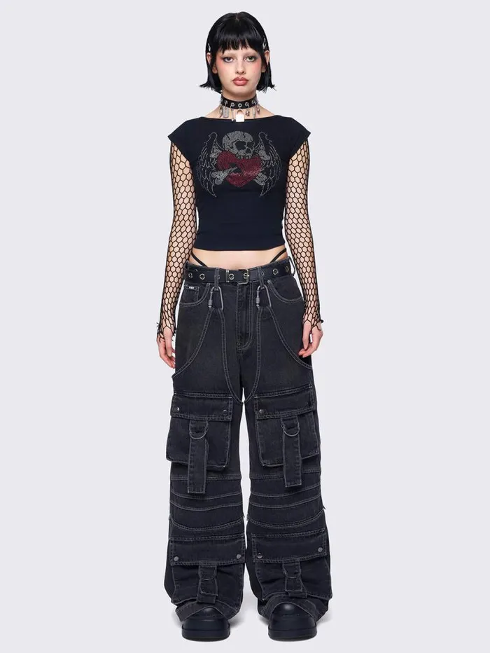 Jet Black Cargo Jeans Women Minga London Bottoms
