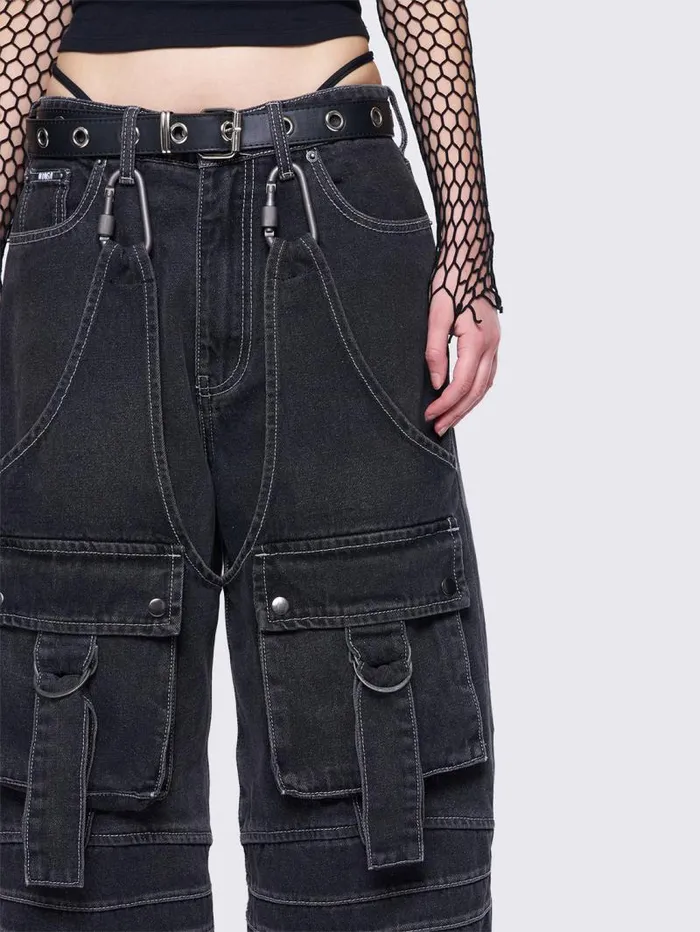 Jet Black Cargo Jeans Women Minga London Bottoms