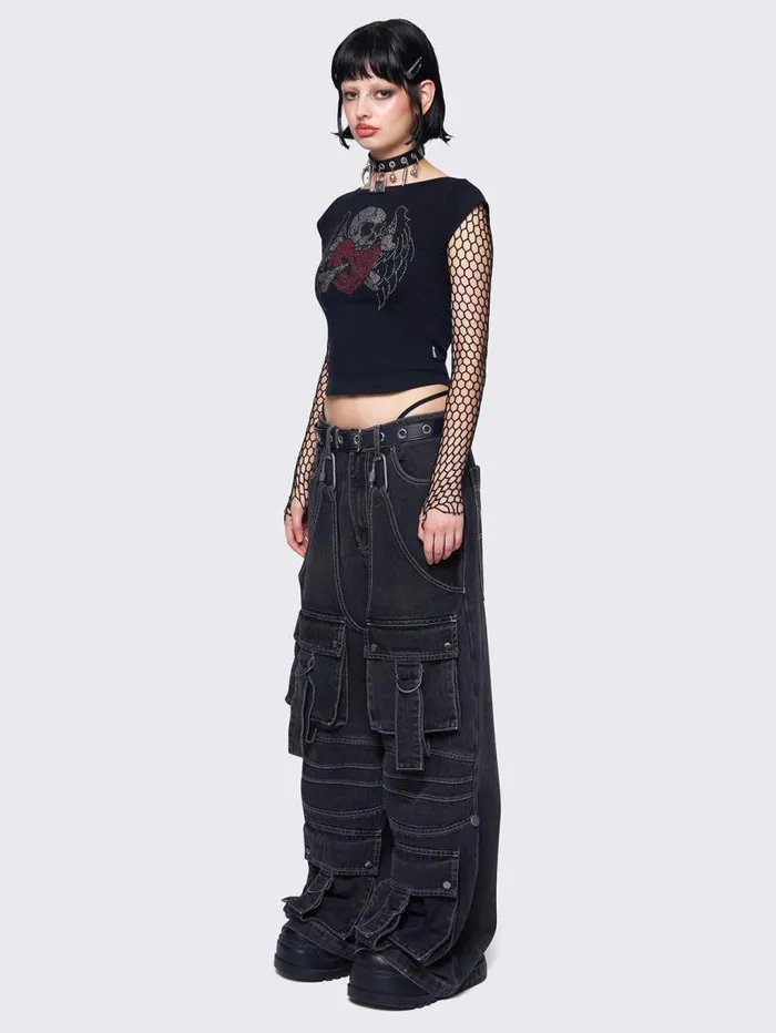 Jet Black Cargo Jeans Women Minga London Bottoms