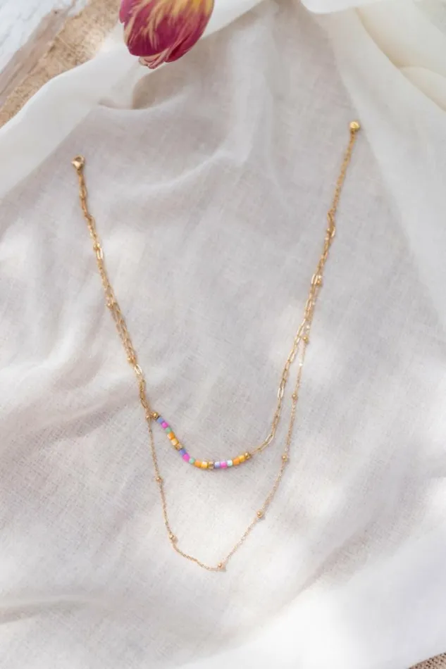 Jewelry and Accessories Necklaces Easy Clothes Golden And MultiColor Wyatt Necklace Jewelry and Accessories Necklaces Easy Clothes Golden And MultiColor Wyatt Necklace