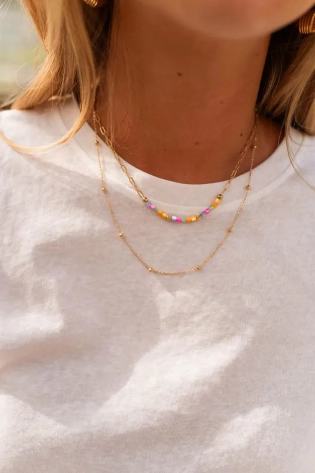 Jewelry and Accessories Necklaces Easy Clothes Golden And MultiColor Wyatt Necklace Jewelry and Accessories Necklaces Easy Clothes Golden And MultiColor Wyatt Necklace