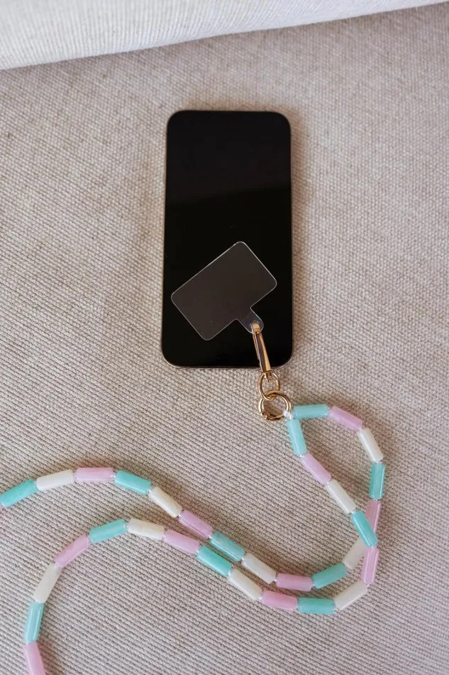 Jewelry and Accessories Phone Accessories Easy Clothes Pink Green And White Pearl Jula Phone Lanyard