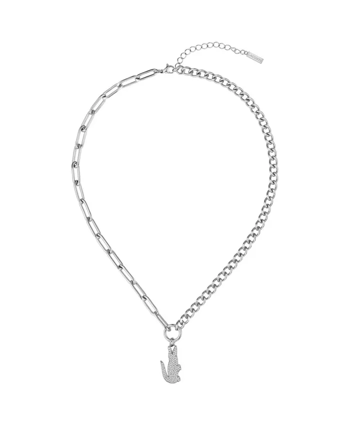 Jewelry Women Lacoste Women039s Crocodile Necklace Silver And Crystals 042