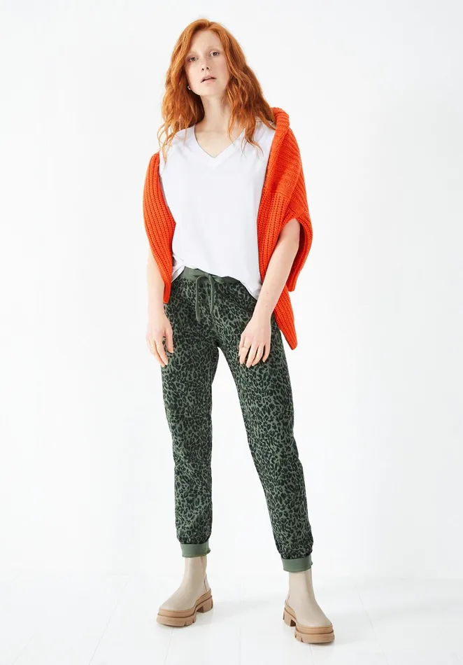 Joggers and Leggings Women Hush Morgan Printed Joggers Layered Leopard Khaki
