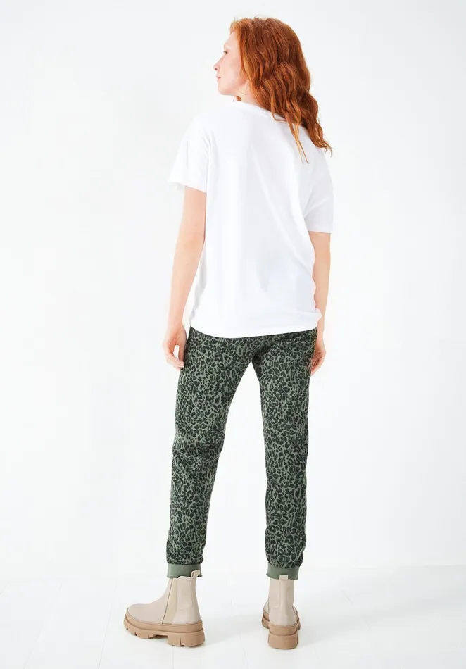 Joggers and Leggings Women Hush Morgan Printed Joggers Layered Leopard Khaki