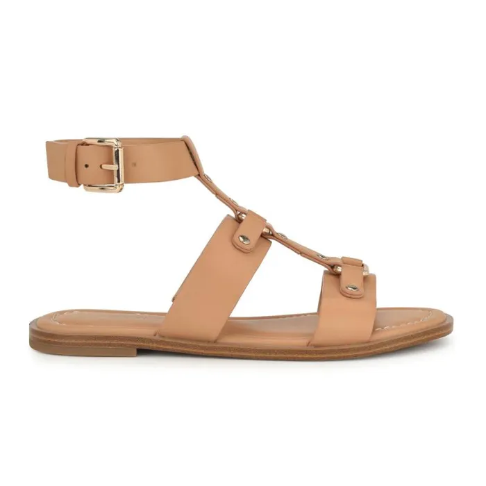 Jouise Ankle Strap Flat Sandals Light Natural Women Nine West Sandals