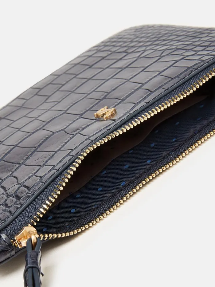 Joules Bags Women Navy Faux Leather Croc Effect Wrist Purse