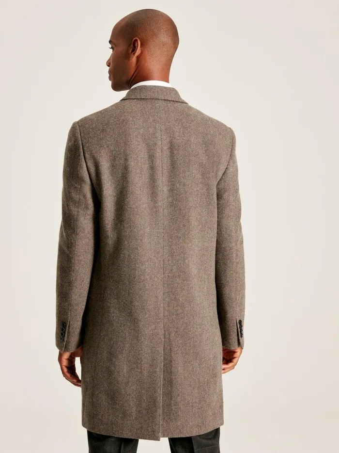 Joules Coats and Jackets Men Brown Wool Rich Herringbone Epsom Coat