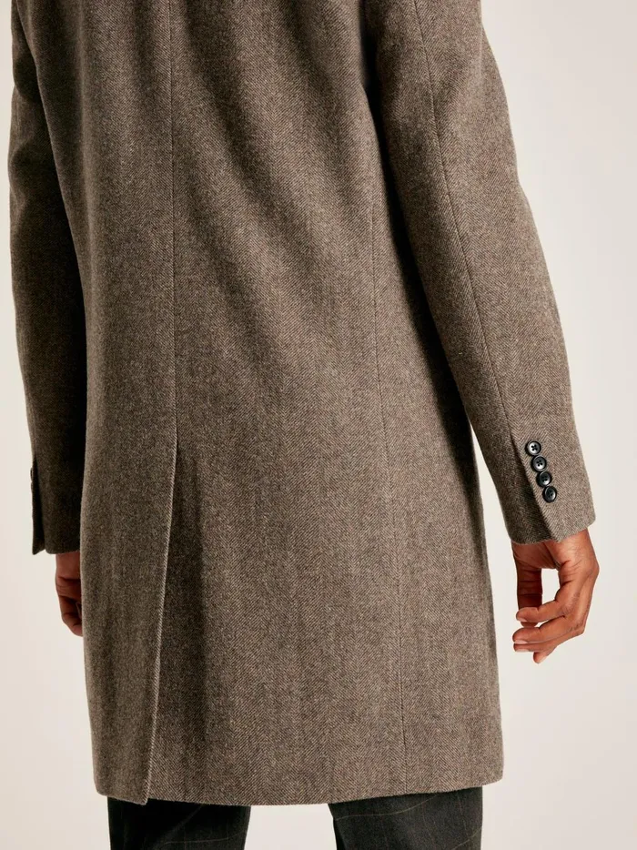 Joules Coats and Jackets Men Brown Wool Rich Herringbone Epsom Coat