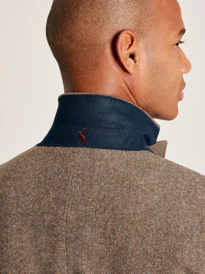 Joules Coats and Jackets Men Brown Wool Rich Herringbone Epsom Coat