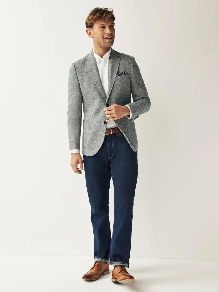 Joules Coats and Jackets Men Grey Donegal Wool Suit Jacket