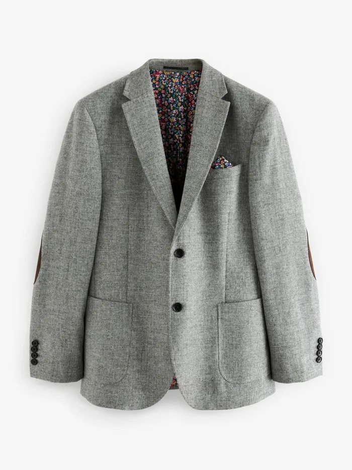 Joules Coats and Jackets Men Grey Donegal Wool Suit Jacket