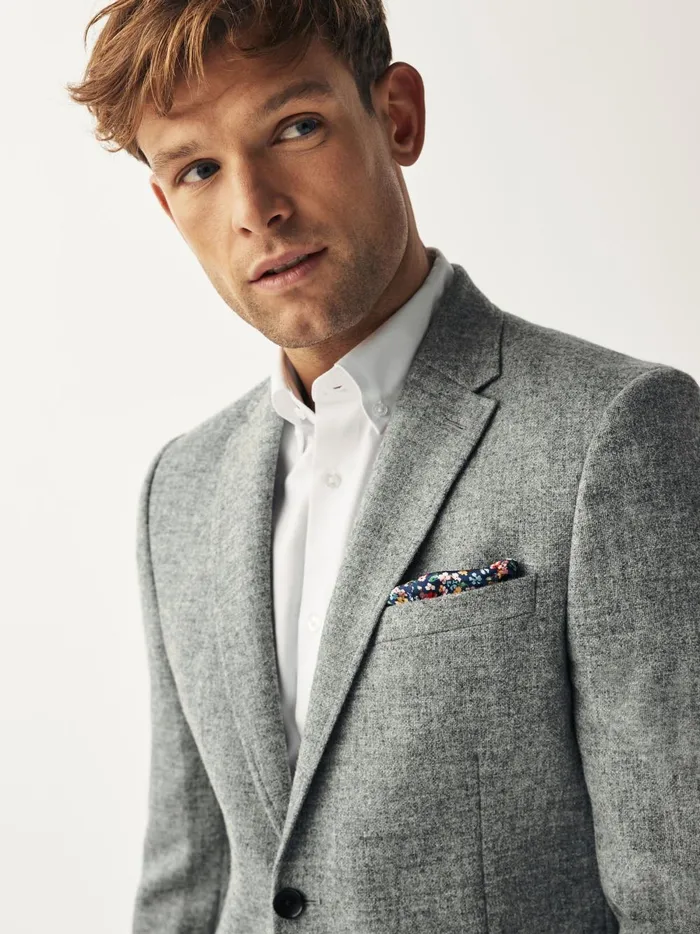 Joules Coats and Jackets Men Grey Donegal Wool Suit Jacket
