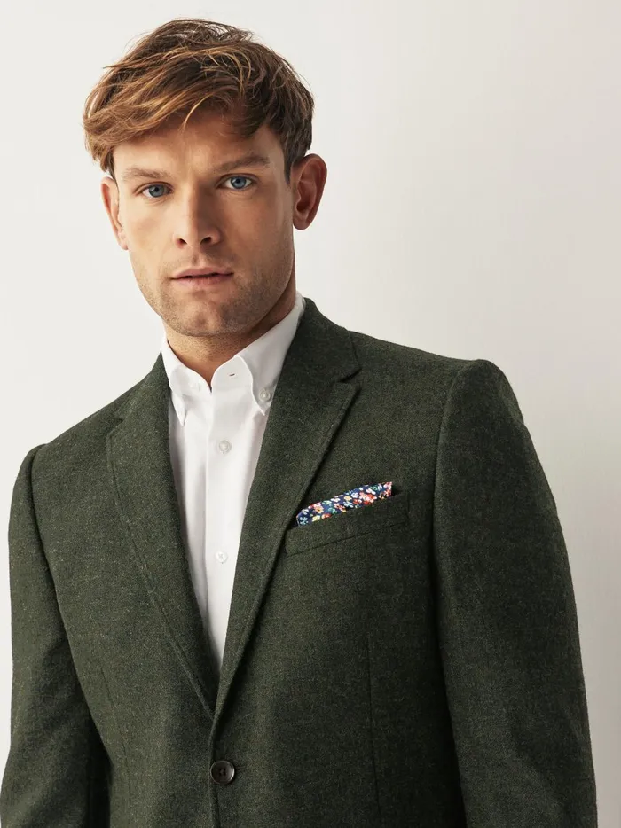 Joules Coats and Jackets Men Khaki Green Donegal Wool Suit Jacket