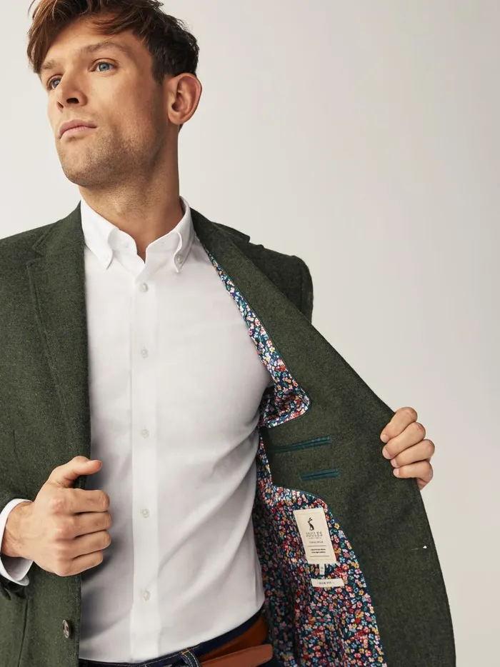 Joules Coats and Jackets Men Khaki Green Donegal Wool Suit Jacket