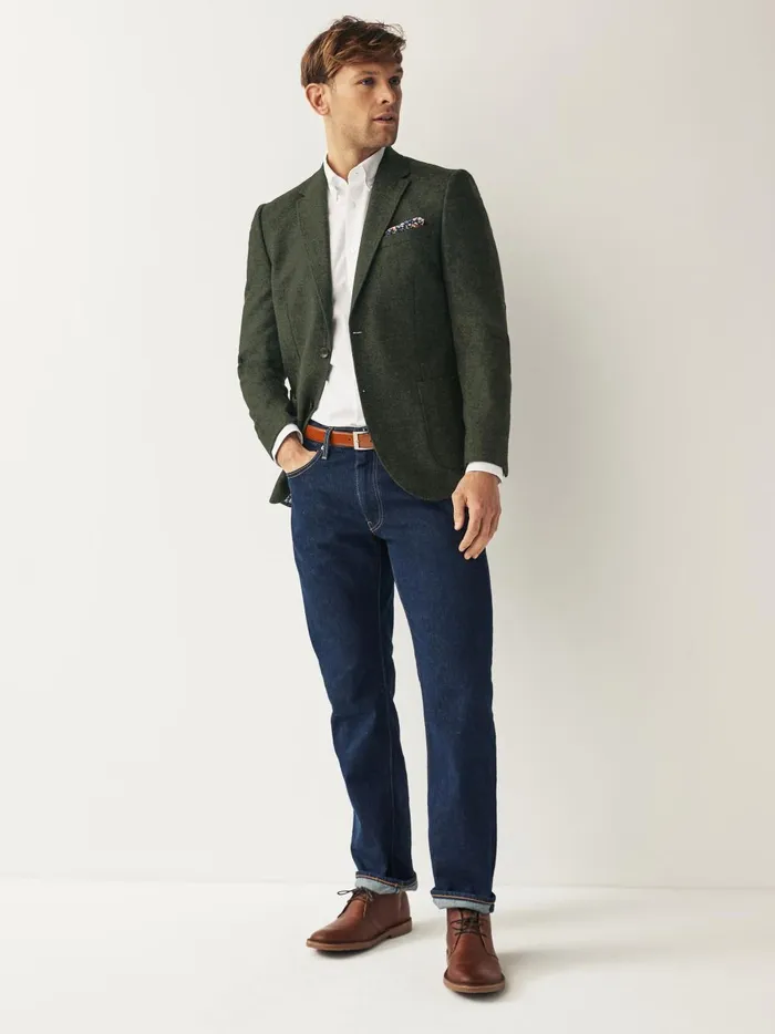 Joules Coats and Jackets Men Khaki Green Donegal Wool Suit Jacket