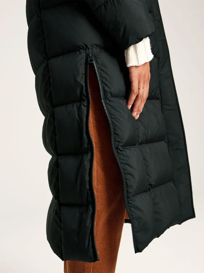 Joules Coats and Jackets Women Black Showerproof Down Feather Long Puffer Coat
