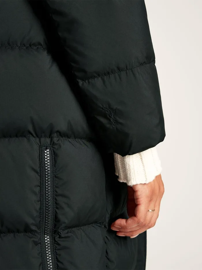 Joules Coats and Jackets Women Black Showerproof Down Feather Long Puffer Coat