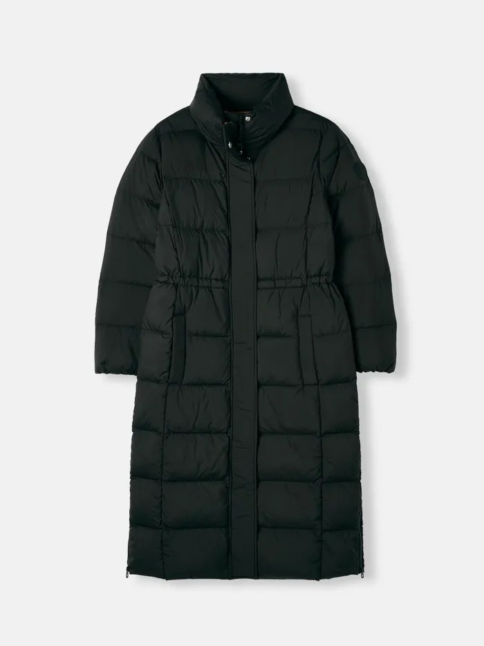 Joules Coats and Jackets Women Black Showerproof Down Feather Long Puffer Coat